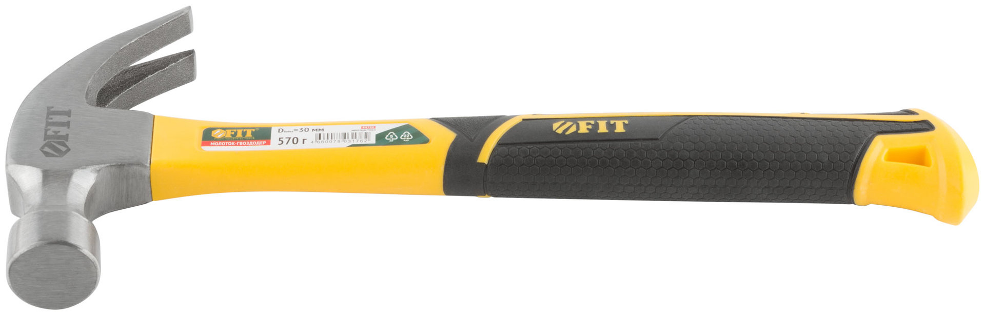 Молоток-гвоздодер, фиберглассовая усиленная ручка, Профи 30 мм, 570 гр. (44780)