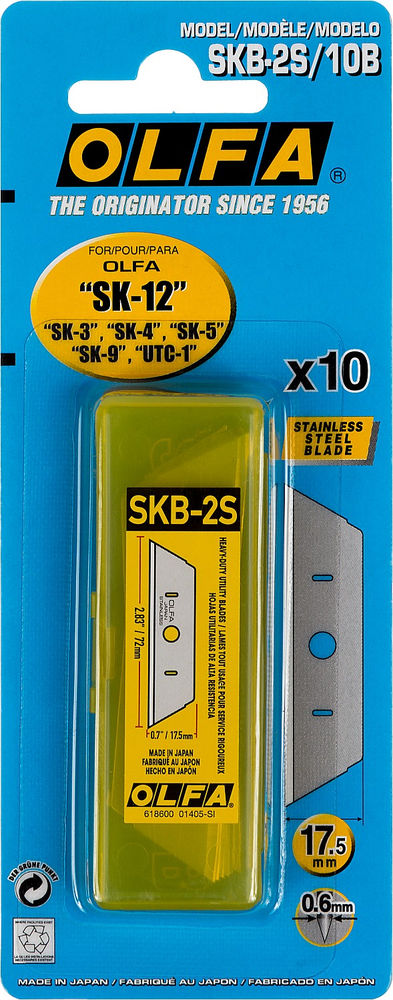 Трапециевидное лезвие SK-12, 17.5 мм, из нержавеющей стали, 10 шт OLFA OL-SKB-2S/10B