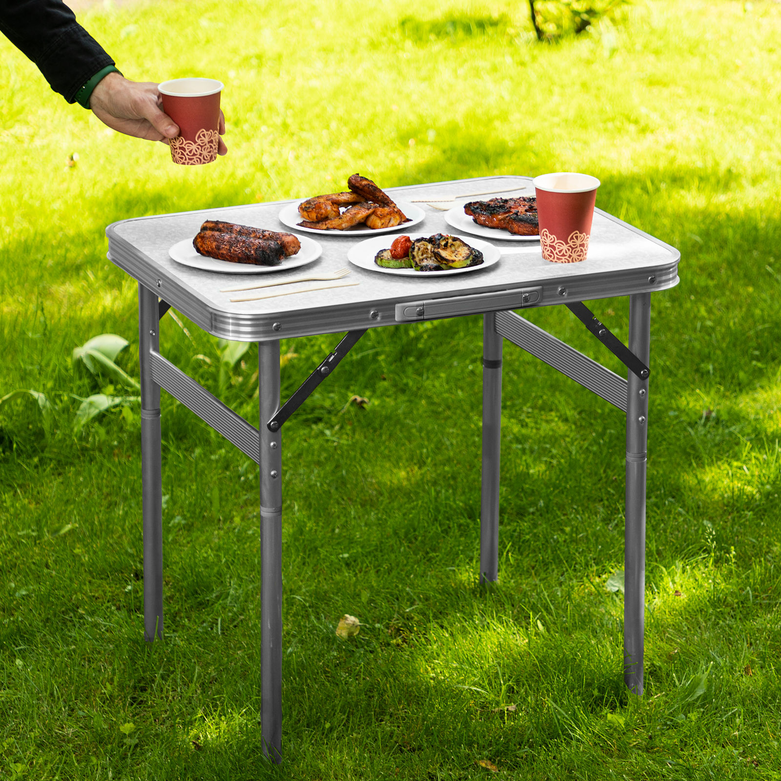 Стол складной алюминиевый, столешница МДФ, 600 х 450 х 250/590 Camping Palisad (69582)