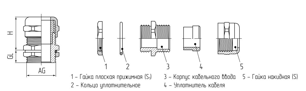 Ввод кабельный термостойкий латунный ВКТ-М16 (4-8 мм) (Fortisflex) (88250)