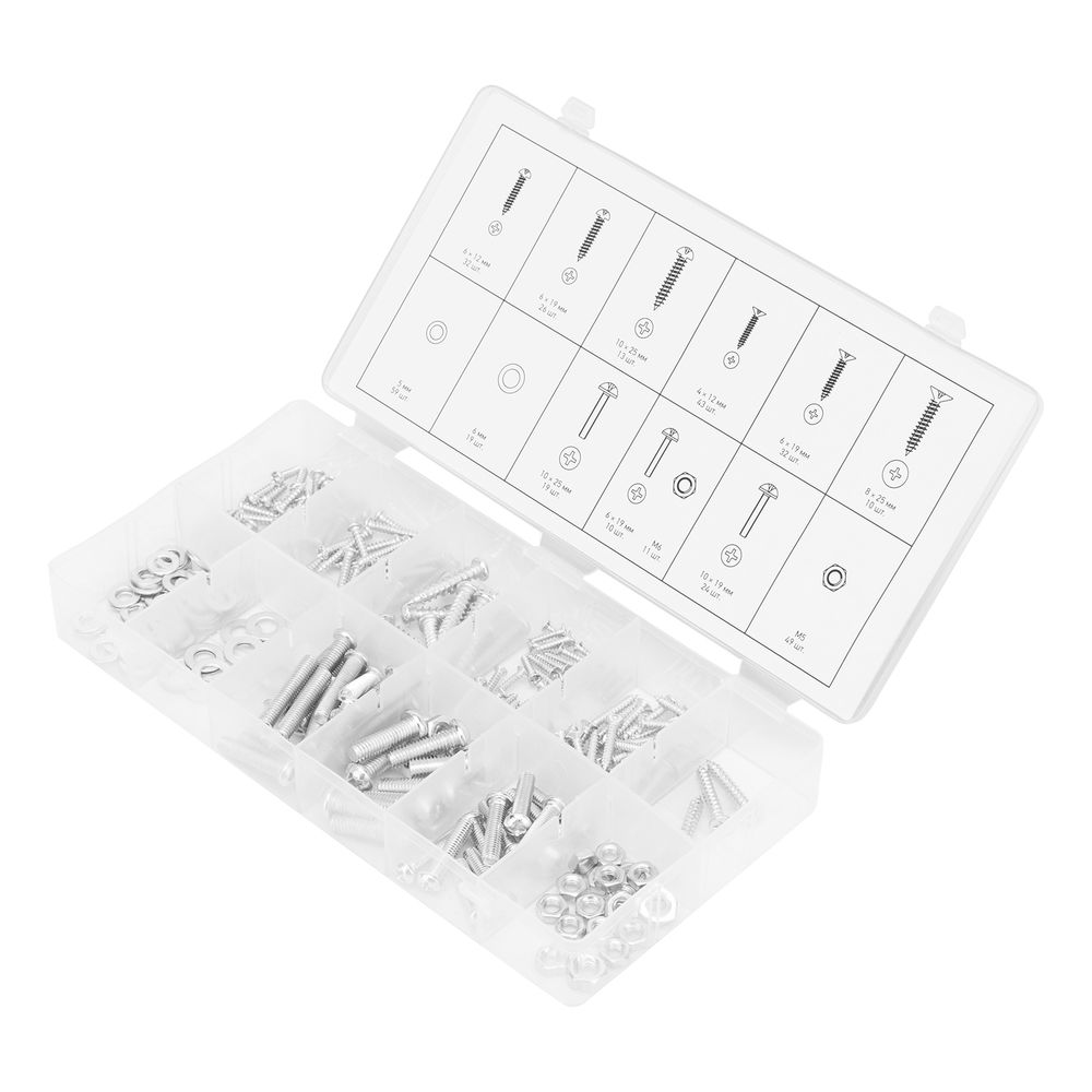 Набор саморезов, винтов, гаек, шайб, 347 предмет Сибртех (47609)