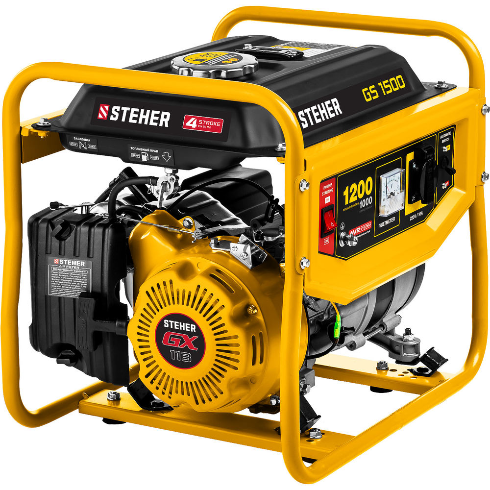 Генератор бензиновый 1200 Вт STEHER GS-1500