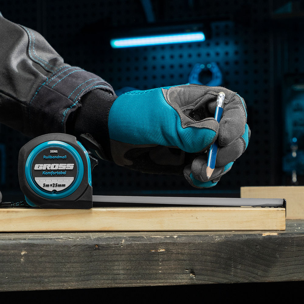 Рулетка Komfortabel 5 м х 25 мм,обрезиненный корпус Gross