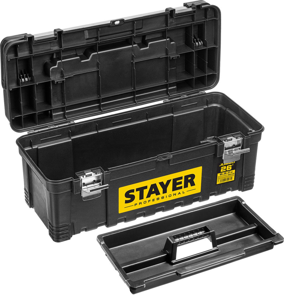 Ящик пластиковый для инструментов 650 x 280 x 270 мм, (26) JUMBO-26 Professional STAYER 38003-26