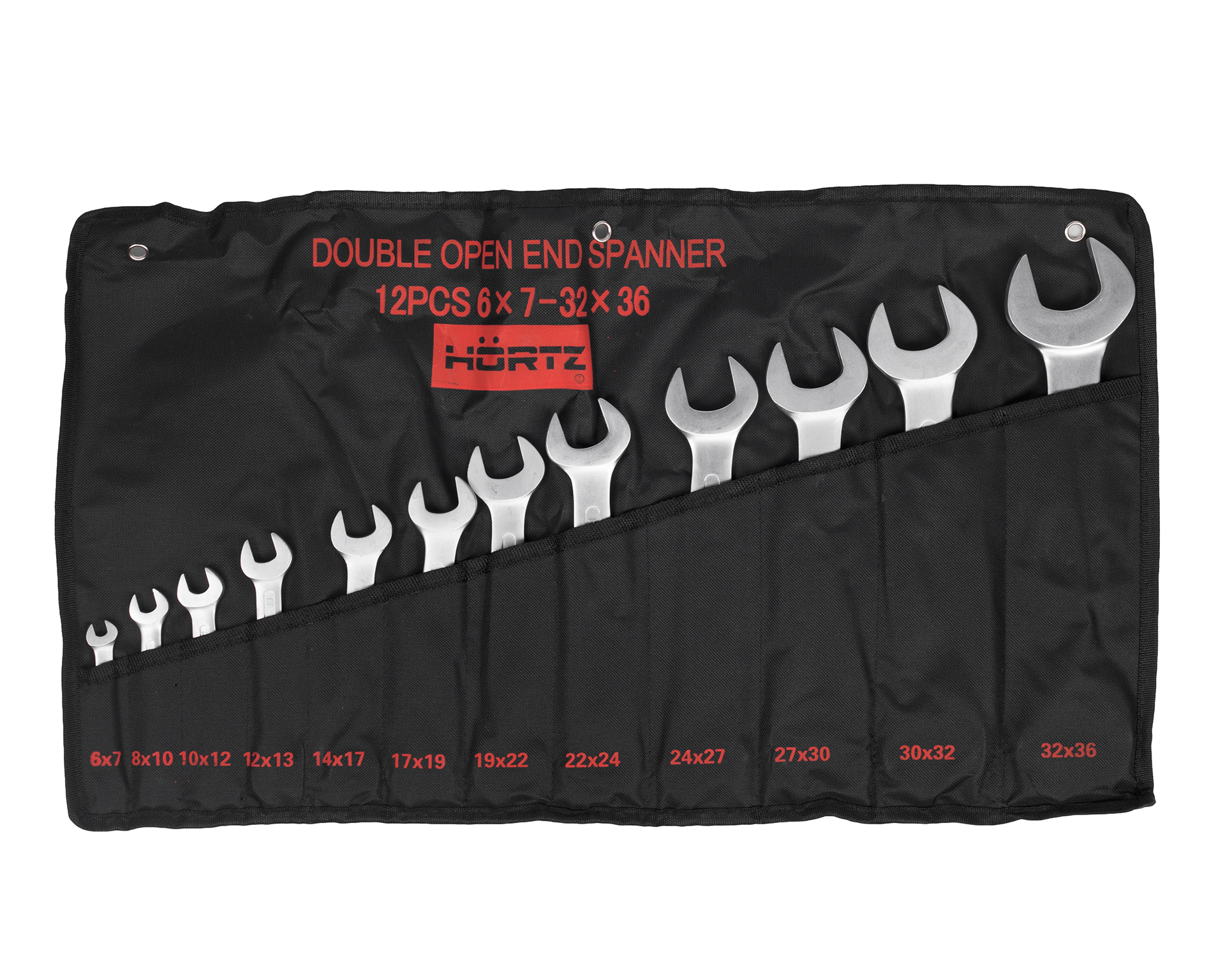 Набор ключей гаечных (рожковых) двусторонних 12 шт. (6-36) хром.HORTZ