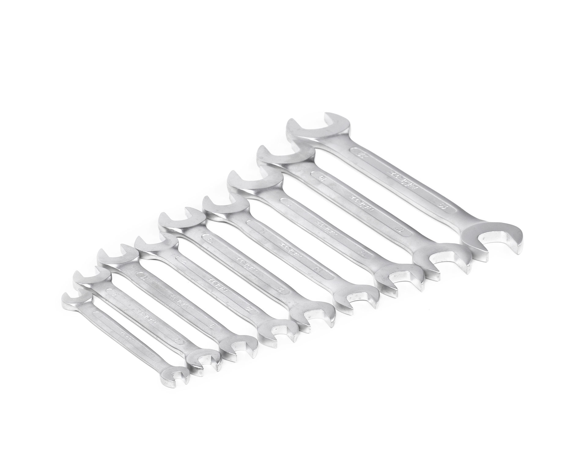 Набор ключей гаечных рожковых двусторонних 9 шт. 5,5-22 сатин финиш HORTZ