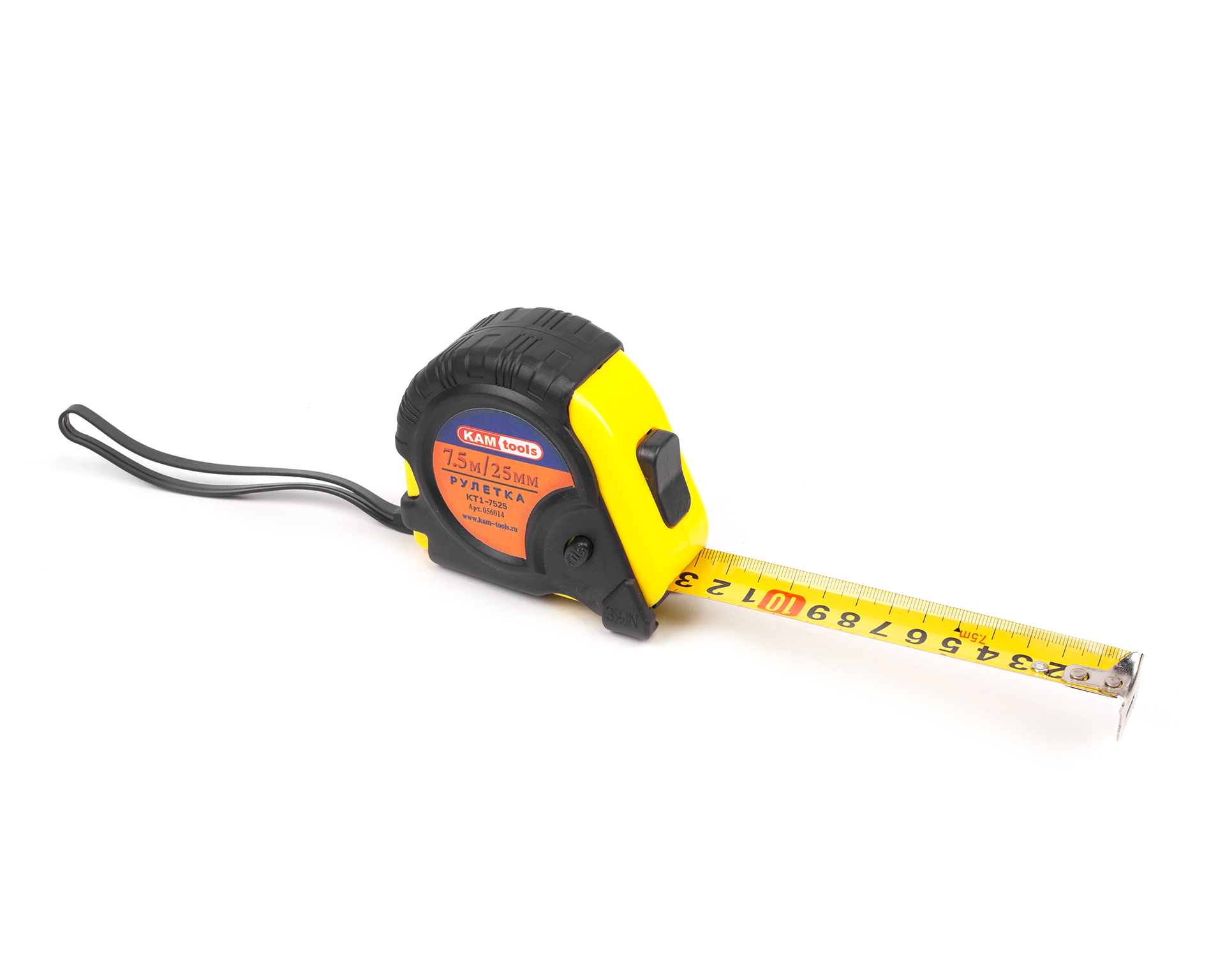 Рулетка 7,5м обрезин. KAM-tools